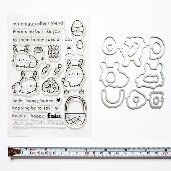 Hello Sweetums Other - NEW Hoppy Easter Bunny Rabbit Egg Basket Clear Stamps & Dies Set